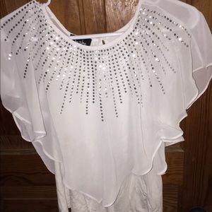 Girls 10/12 white blouse with sequins